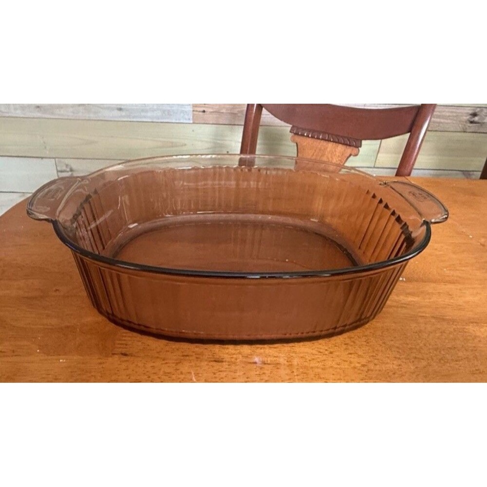 Vintage Visions by Corning Amber Roasting Pan Handled Casseroles Baking Dish